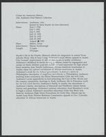 Abstracts of oral history interviews of Ada Anderson Oral History Collection