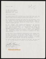 Letter from constituents Brown to Lt. Col. Oliver North, Phil Gramm (CC), and Jack Brooks (CC), July 13, 1987