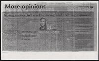 Newspaper clipping from the Gainesville Sun of opinion piece entitled ¥Giving money to Israel is aiding and abetting espionage,¥ March 12, 1987