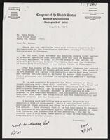 Letter from Congressman Jack Brooks to constituent Banks, August 16, 1987