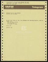 Telegram message from constituent Martin to Congressman Jack Brooks, July 13, 1987