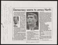 Photocopy of article entitled ¥Democracy seems to annoy North,¥ August 7, 1987