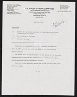 Memorandum on Committee schedule, April 6, 1987