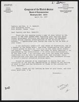 Letter from Congressman Jack Brooks to constituents Bobbitt, April 20, 1987