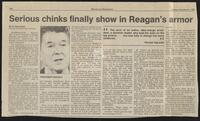Clipping from the Beaumont Enterprise entitled ¥Serious chinks finally show in Reagan's armor,¥ December 21, 1986