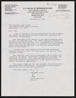 Letter from Chairman Hamilton to Congressman Jack Brooks expressing thanks for his work on the Iran-Contra Select Committee, November 19, 1987