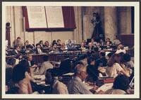 Color photograph of the front of the courtroom during the Iran-Contra trials, 1987