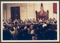 Color photograph of the courtroom during the Iran-Contra trials, July 14, 1987