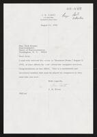 Correspondence to Congressman Jack Brooks from J.R. Farst, August 11, 1972