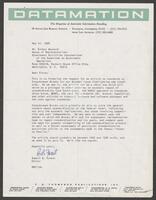 Letter from Datamation Magazine editor Robert B. Forest to Ernest Baynard, May 27, 1968
