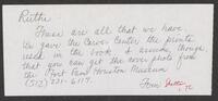 Handwritten note from Tom Shelter to Ruthe Weingarten with enclosed documents