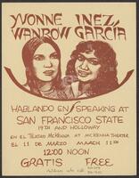 Flier for an event with Yvonne Wanrow and Inez Garcia