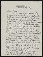 Letter from Sam Rayburn to his sister, Lucy Leonard