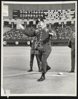 Roy Benavidez throwing out the first pitch at the Astrodome