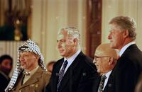 Yasser Arafat, Benjamin Netanyahu, King Hussein, Bill Clinton
