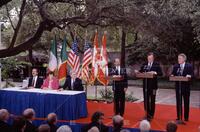 Carlos Salinas, George H. Bush, Brian Mulroney with aides