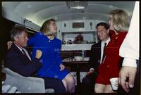 Bill and Hillary Clinton celebrate with Al and Tipper Gore, October 19, 1992