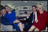 Bill and Hillary Clinton celebrate with Al and Tipper Gore, October 19, 1992