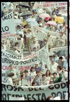 Negatives of a large protest in Mexico, undated