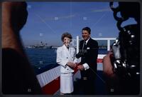 Nancy + Reagan framed by press