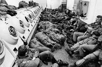 Laundromat becomes a cramped barracks for soldiers