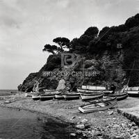 Coastline with boats, Corsica, 1960