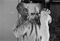 Charles Umlauf sculpting, Austin, 1966