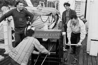 Men working on boat, Labrador, 1967