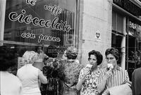 Customers at ice cream stand, Turin. Italy, 1960