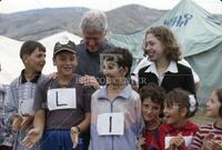 Clintons visit refugee camp in Macedonia