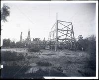 Oil damaged derrick: Oil - East Texas Oil Fields