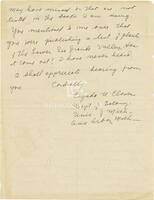 [Letter to Runyon from Elzada U. Clover]