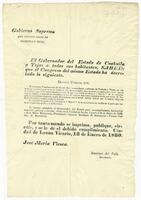 Coahuila and Texas (Mexican state). Congreso Constitucional. Decree No. 111. (13 January 1830).