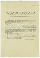 El General Comandante de las armas á los habitantes de Tamaulipas.