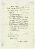 Mexico (republic). Laws. (May 20, 1836). Variant of original mentioned in S879N, announcing Santa Anna's capture.