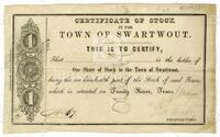 Certificate of Stock in the Town of Swartwout.