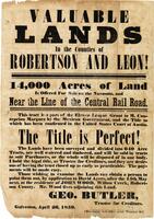 Valuable Lands in the Counties of Robertson and Leon!