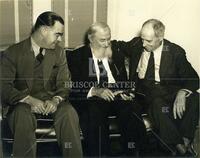 Col. Homer Garrison (left) of Texas Dept. of Public Safety with Texas Rangers Capt. John R. Hughes (center) and Capt. Roy W. Aldrich