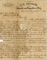 [Letter from F.W. Chandler to John L. Haynes regarding a disagreement]