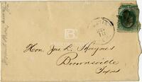 [Envelope from a letter from Frank Brown to John L. Haynes regarding receipt of payment for costs in Rio Grande cases]