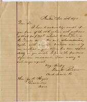 [Letter from Frank Brown to John L. Haynes regarding receipt of payment for costs in Rio Grande cases]