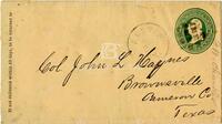 [Envelope for a letter from F.W. Chandler to John L. Haynes regarding Noah Cox]