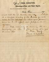 [Letter from Fred Carleton to John L. Haynes regarding witness testimonials]