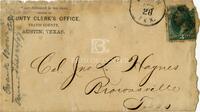 [Envelope from a letter to John L. Haynes from Frank Brown requesting employment]