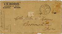 [Envelope for a letter from F.W. Chandler to John L. Haynes regarding the Cardenas case, 1883]