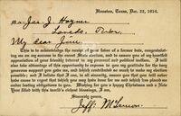 [Form letter from Houston politican to James J. Haynes]
