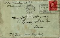 [Envelope from a letter to John R. Haynes from Mamie Haynes]