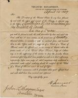 [Letter appointing John L. Haynes Collector of Customs for Texas]